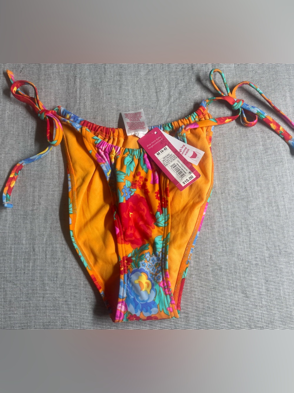 Juniors Floral Tie-Side Bikini Bottoms Medium
